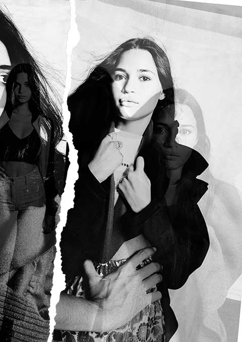 fashion photographie Campagne Hattori Boutique jeu de double portraits de femmes noir et blanc